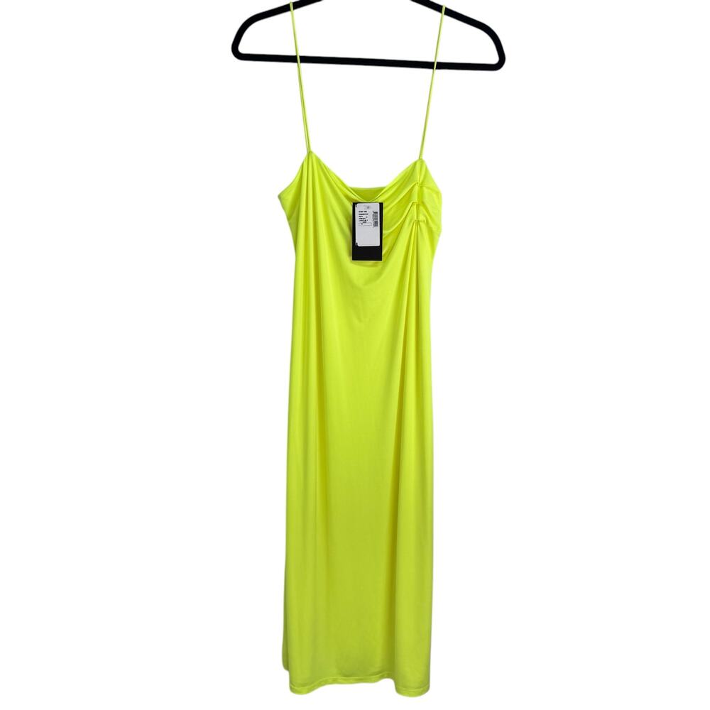 NWT La Superbe Sleeveless Neon Green Midi Bodycon Dress Womens Small AS IS